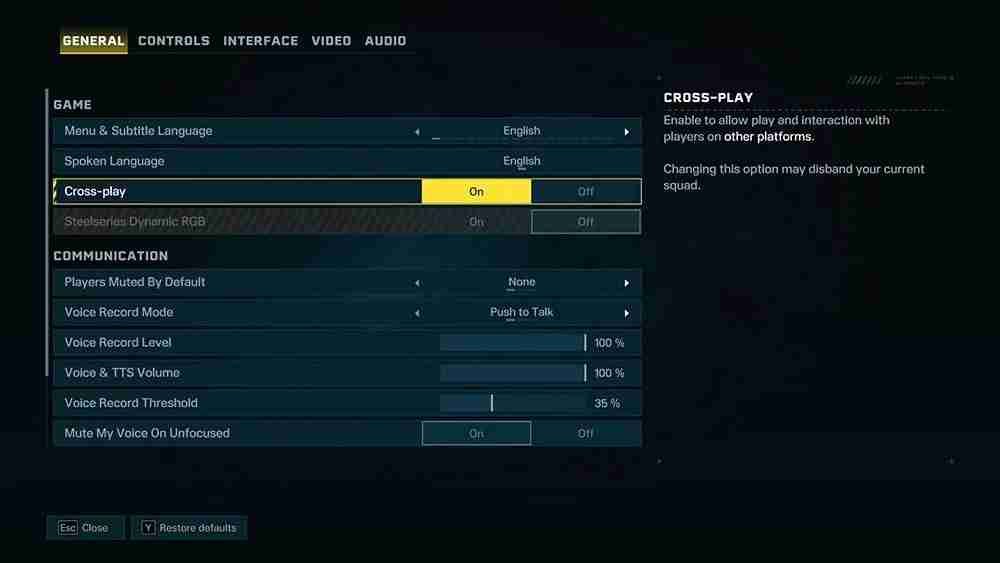 Rainbow Six Siege Crossplay Settings